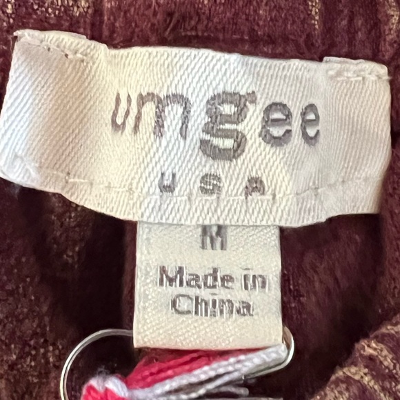 Umgee Wine Burgundy Linen- Cotton Blend Pull on Jogger Pants - Picture 6 of 9